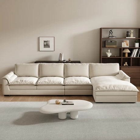 Stain Resistant Ivory L-Shaped Corner Sectional with Chaise Image - 2