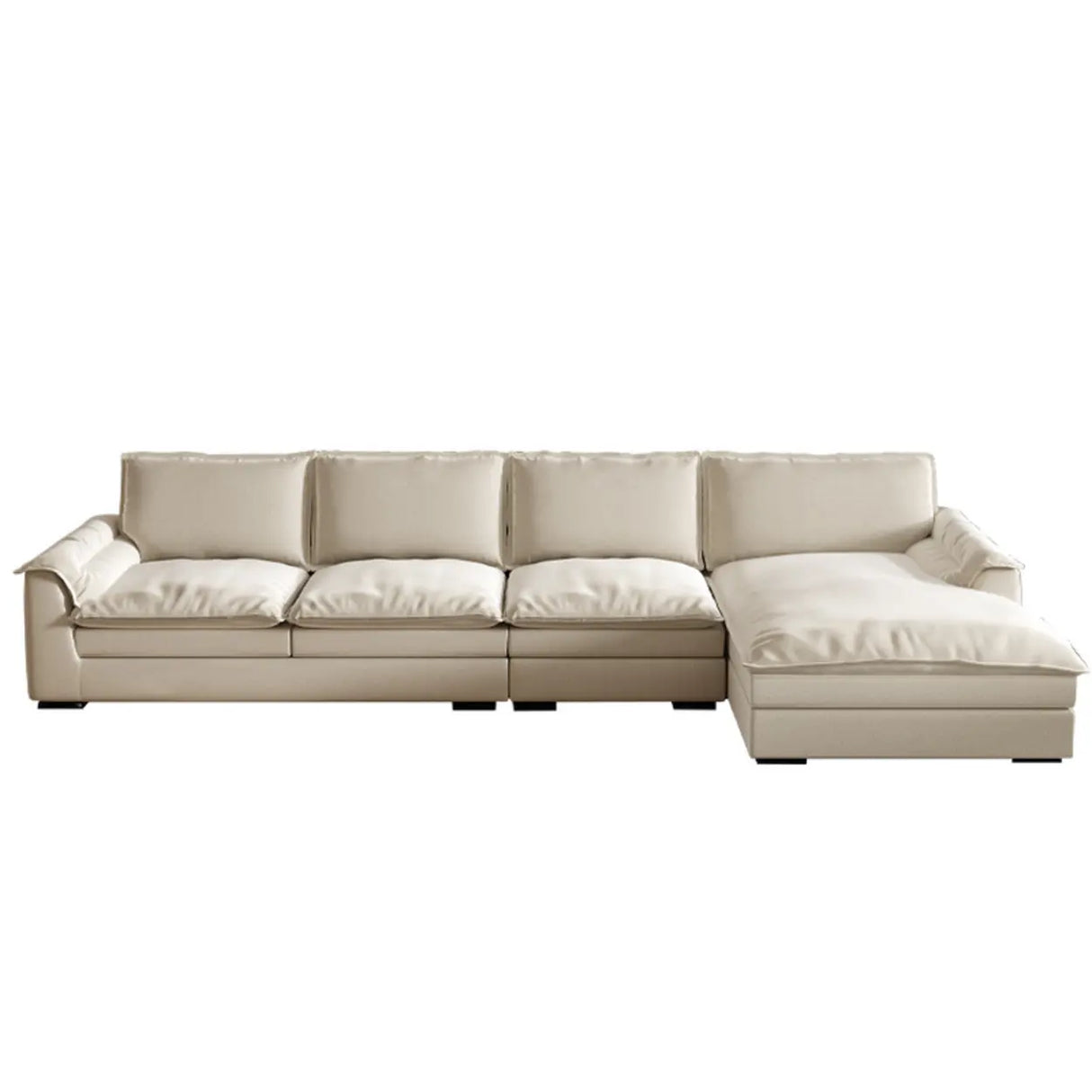 Stain Resistant Ivory L-Shaped Corner Sectional with Chaise Image - 4