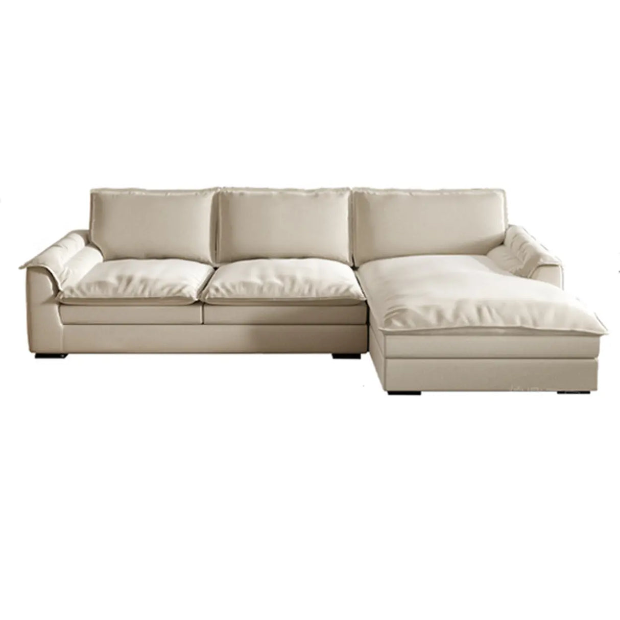 Stain Resistant Ivory L-Shaped Corner Sectional with Chaise Image - 5