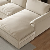 Stain Resistant Ivory L-Shaped Corner Sectional with Chaise Image - 7