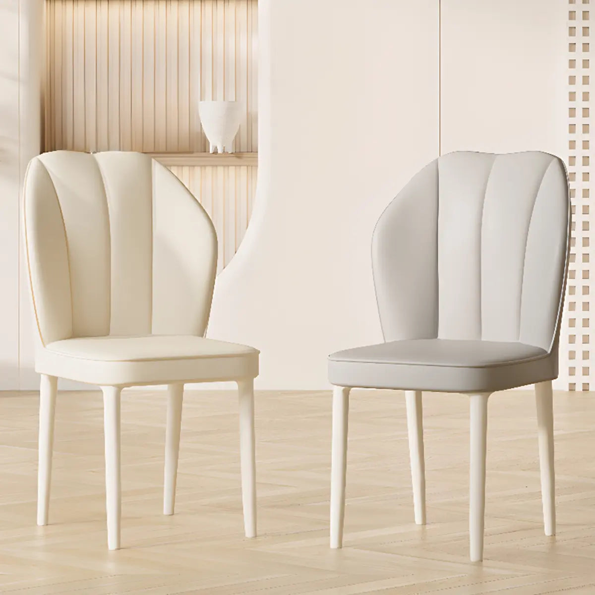 Stain Resistant Leather Fixed Back Four Legs Side Chair Image - 1