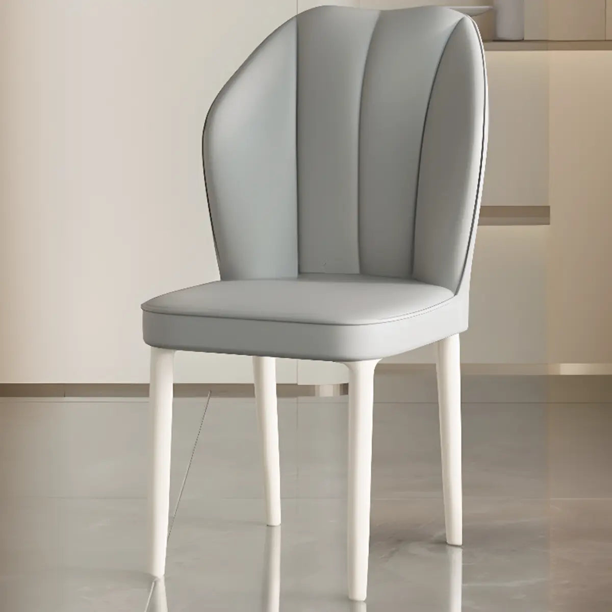 Stain Resistant Leather Fixed Back Four Legs Side Chair Image - 10