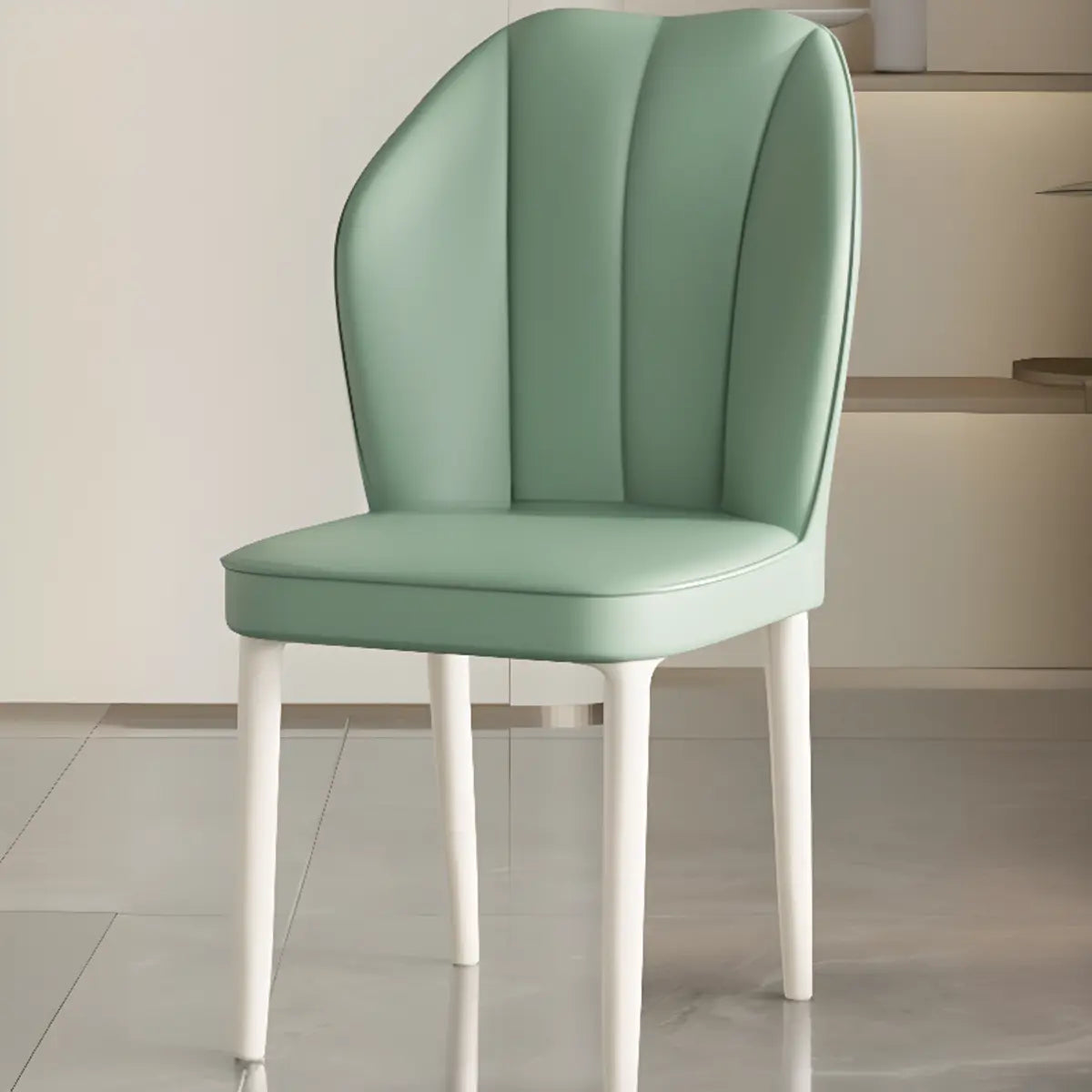 Stain Resistant Leather Fixed Back Four Legs Side Chair Image - 11