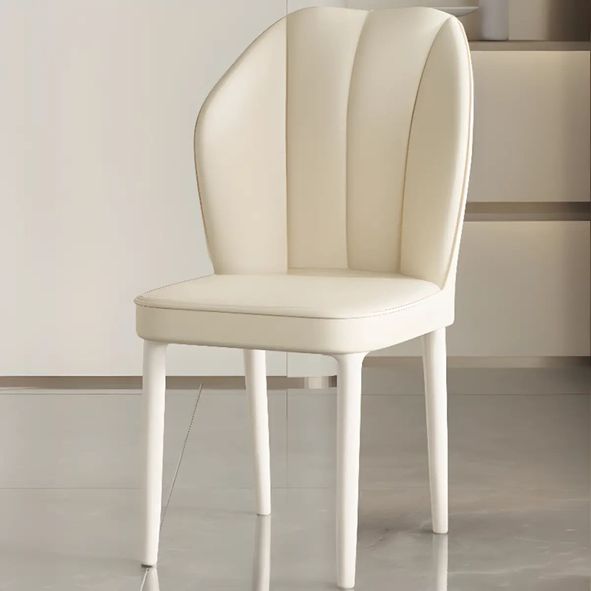 Stain Resistant Leather Fixed Back Four Legs Side Chair Image - 13