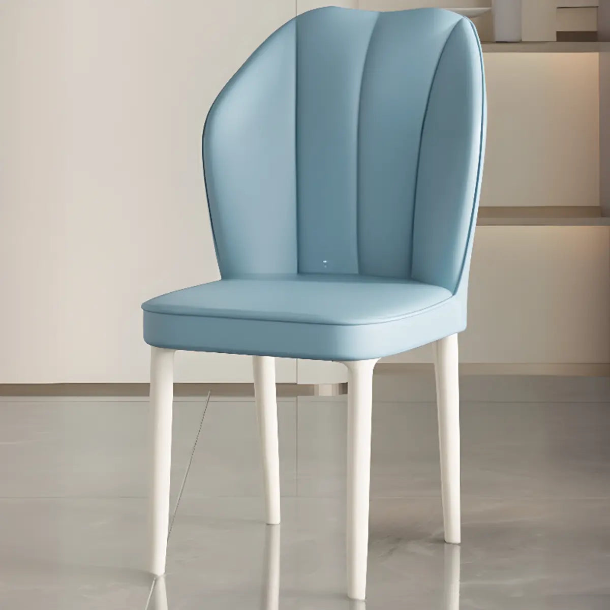 Stain Resistant Leather Fixed Back Four Legs Side Chair Image - 14