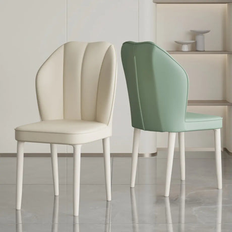 Stain Resistant Leather Fixed Back Four Legs Side Chair Image - 2