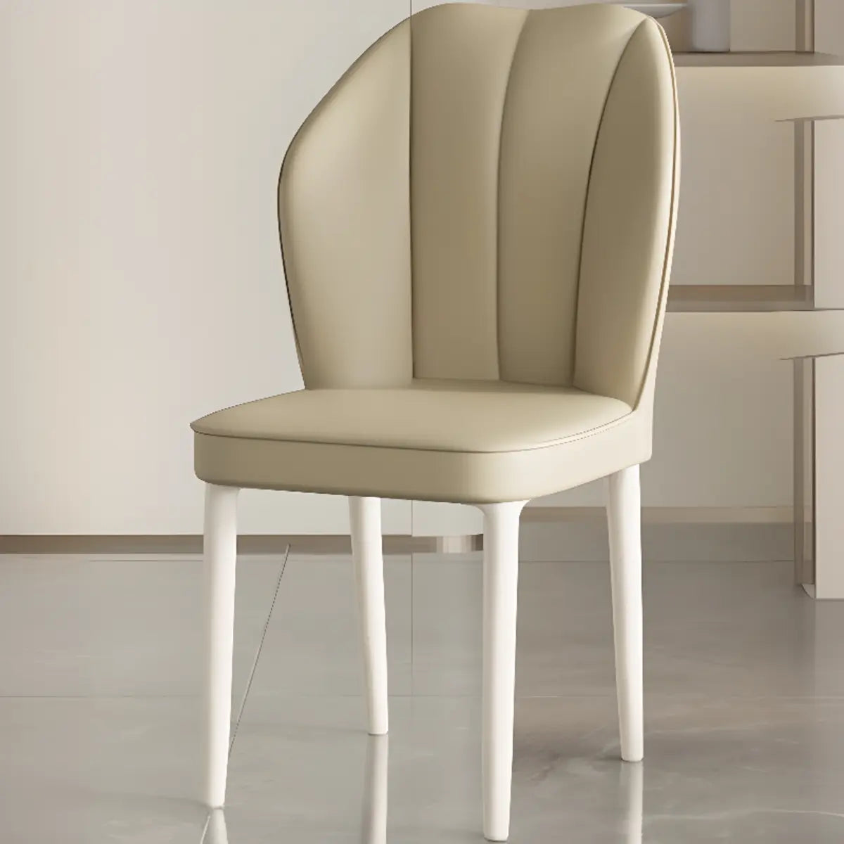 Stain Resistant Leather Fixed Back Four Legs Side Chair Image - 4