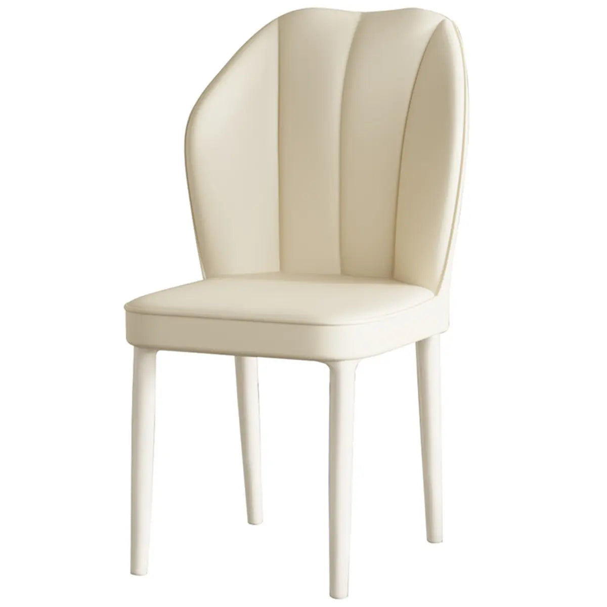 Stain Resistant Leather Fixed Back Four Legs Side Chair Image - 5