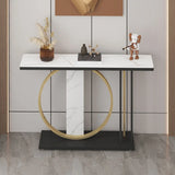 Stain Resistant Marble Geometric Gold Accents Console Table Image - 1
