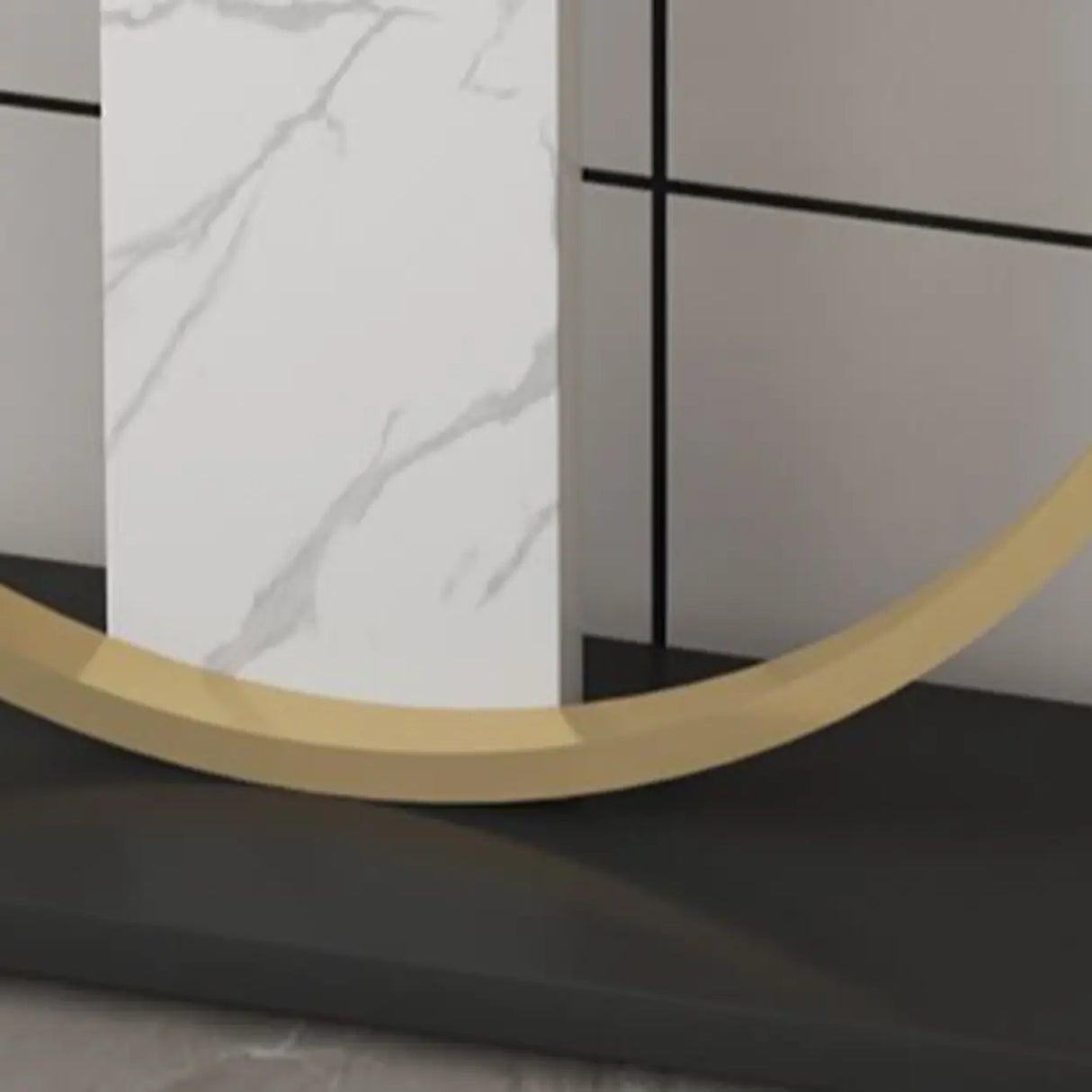 Stain Resistant Marble Geometric Gold Accents Console Table Image - 11