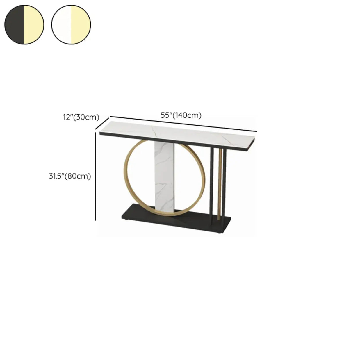 Stain Resistant Marble Geometric Gold Accents Console Table 