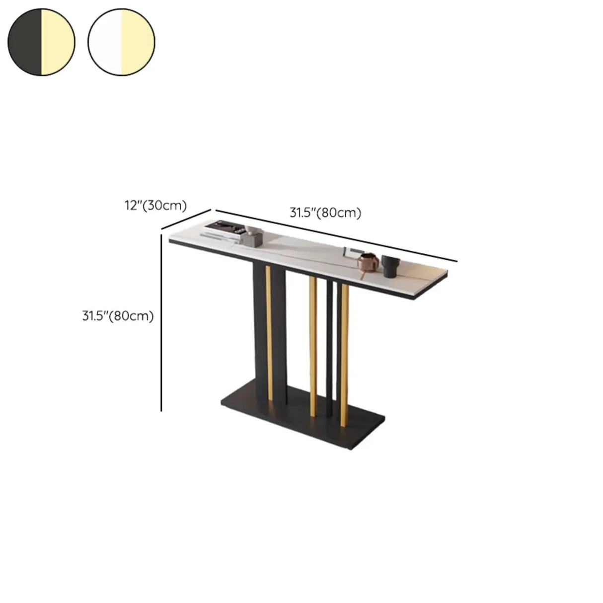 Stain Resistant Marble Geometric Gold Accents Console Table Image - 14