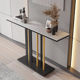 Stain Resistant Marble Geometric Gold Accents Console Table Image - 2
