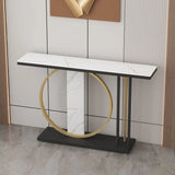 Stain Resistant Marble Geometric Gold Accents Console Table Image - 4