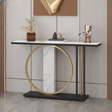 Stain Resistant Marble Geometric Gold Accents Console Table Image - 7