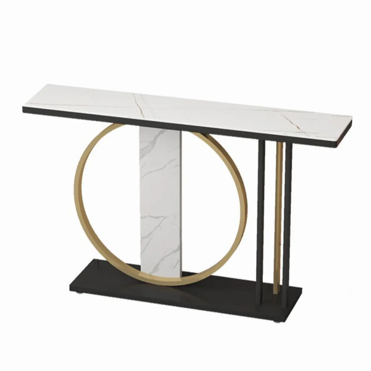 Stain Resistant Marble Geometric Gold Accents Console Table Image - 8