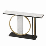 Stain Resistant Marble Geometric Gold Accents Console Table Image - 8