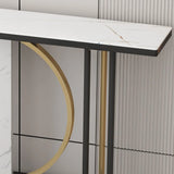 Stain Resistant Marble Geometric Gold Accents Console Table Image - 9