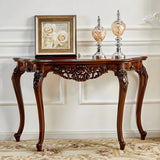 Stain Resistant Ornate Mahogany Brown Baroque Console Table Image - 26