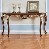 Stain Resistant Ornate Mahogany Brown Baroque Console Table Image - 3