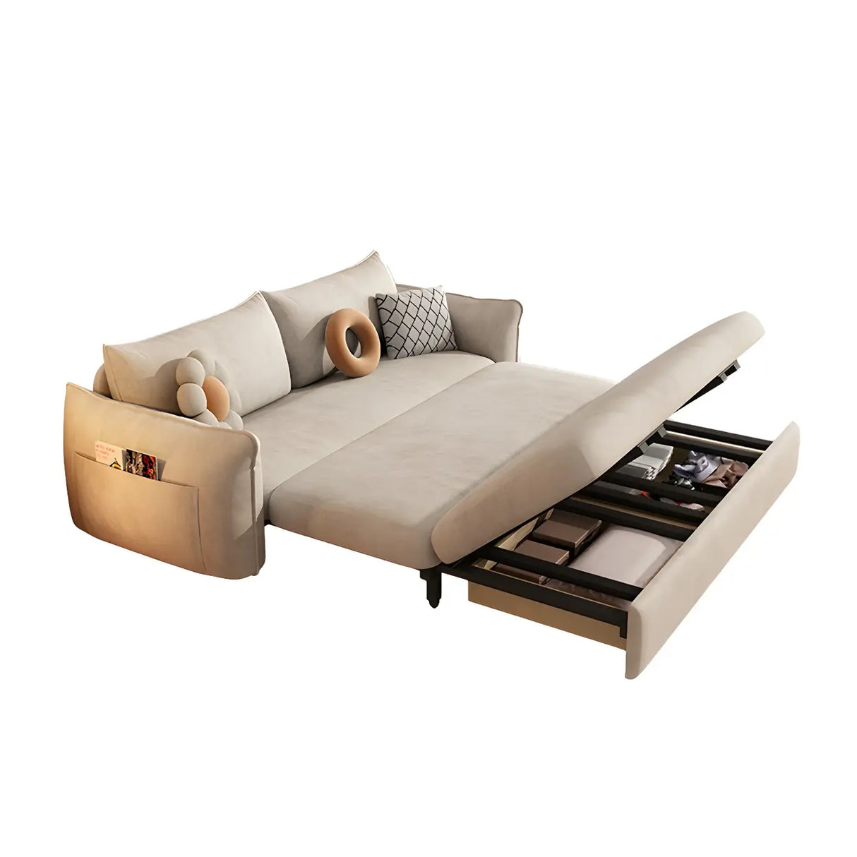 Stain Resistant Pillow Back Sofa Bed with Slipcover Image - 10