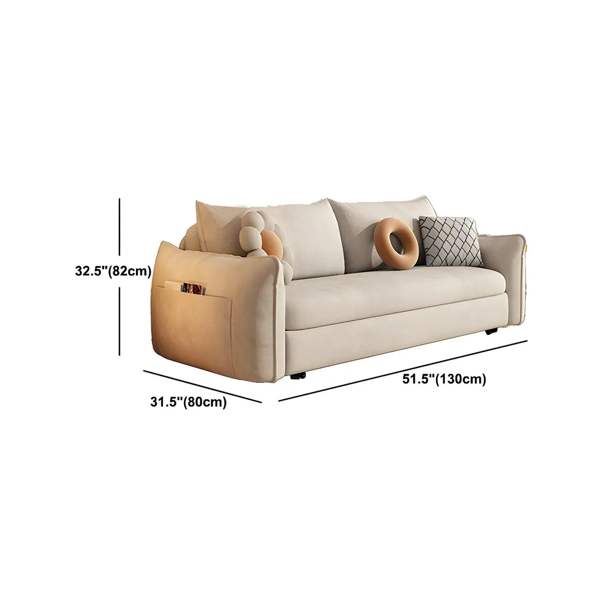 Stain Resistant Pillow Back Sofa Bed with Slipcover 