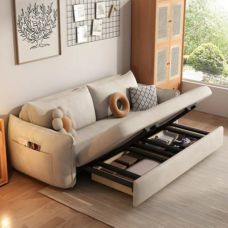 Stain Resistant Pillow Back Sofa Bed with Slipcover Image - 2