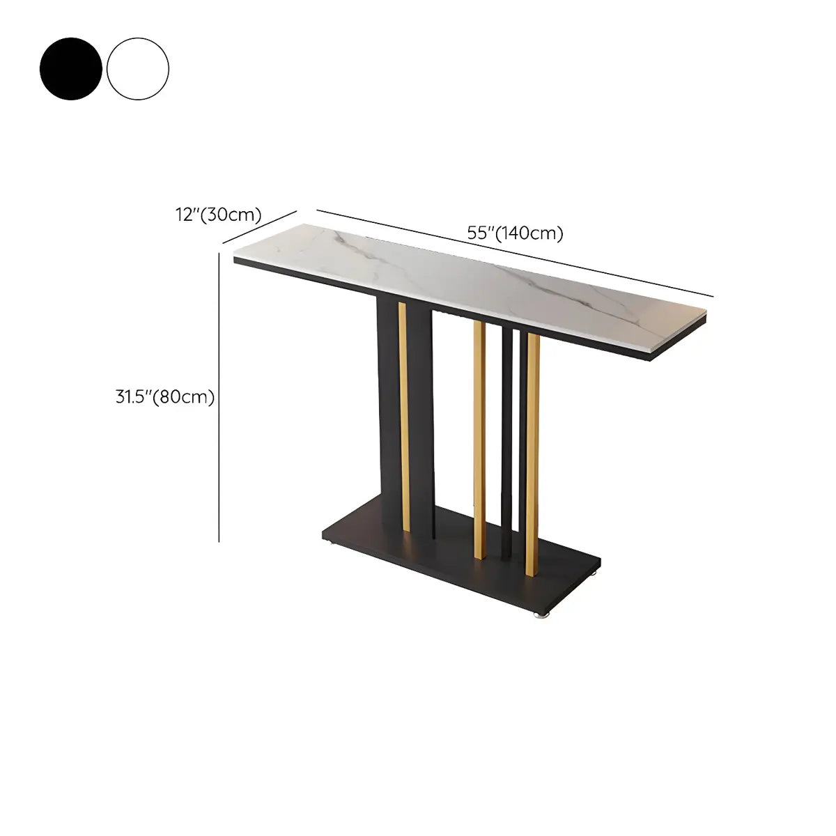 Stain Resistant Rectangle Metal Marble Black Console Table Image - 12