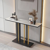 Stain Resistant Rectangle Metal Marble Black Console Table Image - 2