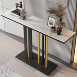 Stain Resistant Rectangle Metal Marble Black Console Table Image - 4