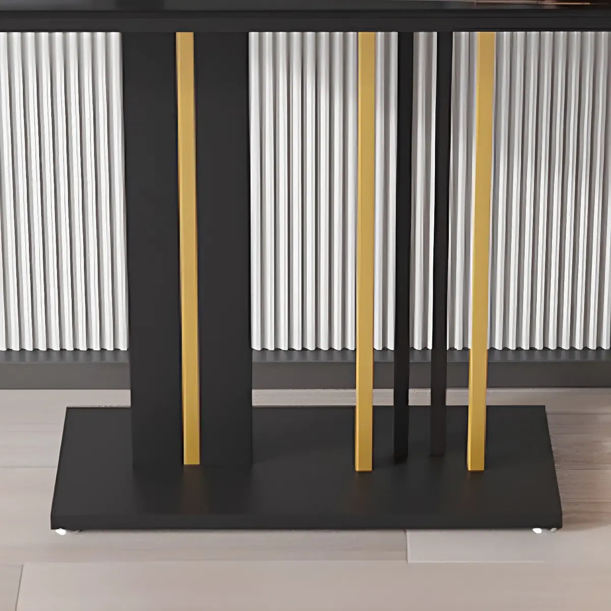 Stain Resistant Rectangle Metal Marble Black Console Table Image - 6
