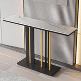 Stain Resistant Rectangle Metal Marble Black Console Table Image - 8
