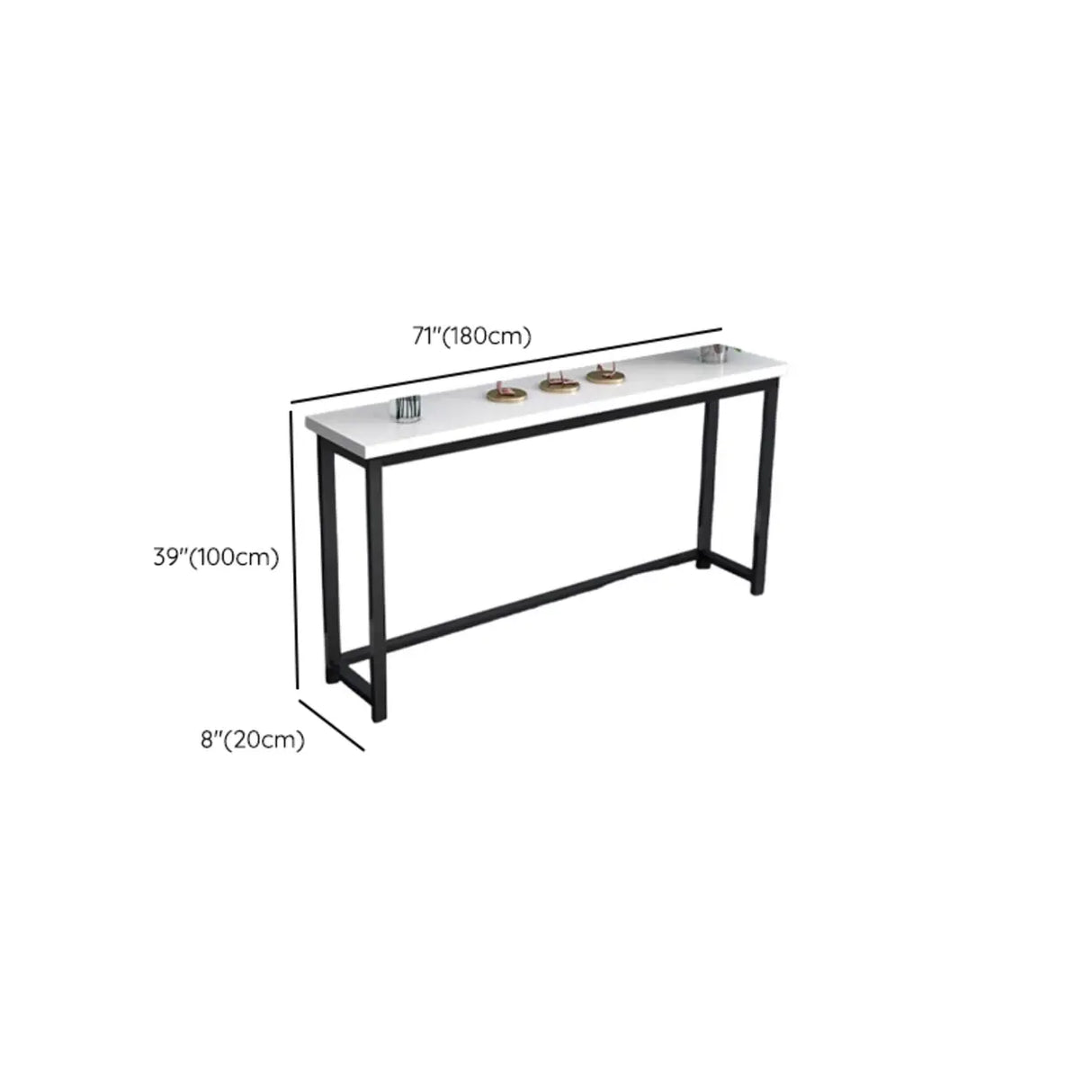 Stain Resistant Rectangular White Metal Legs Console Table Image - 14
