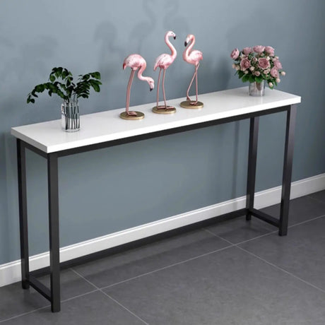 Stain Resistant Rectangular White Metal Legs Console Table Image - 2