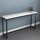 Stain Resistant Rectangular White Metal Legs Console Table Image - 3