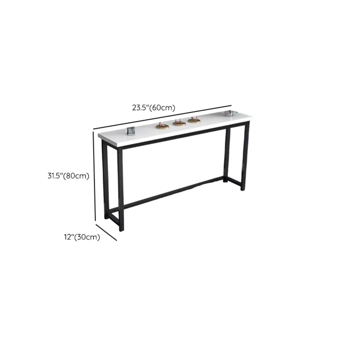 Stain Resistant Rectangular White Metal Legs Console Table 