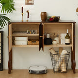 Stain Resistant Rectangular Wood Brown Storage Console Table Image - 5
