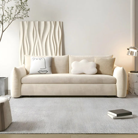 Stain Resistant Square Arm Metal Frame Sofa Bed Image - 1