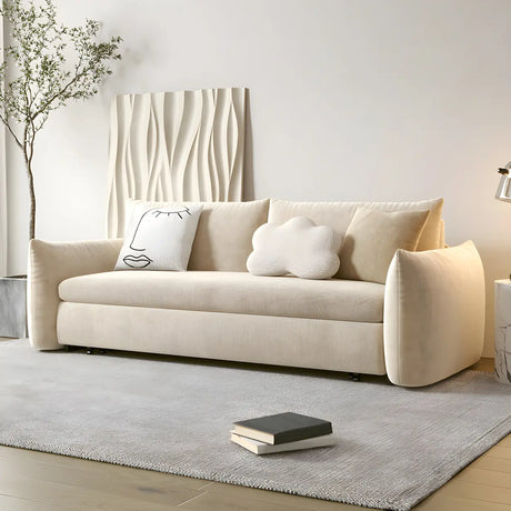 Stain Resistant Square Arm Metal Frame Sofa Bed Image - 2