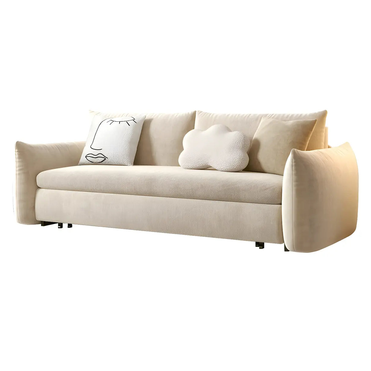 Stain Resistant Square Arm Metal Frame Sofa Bed Image - 6