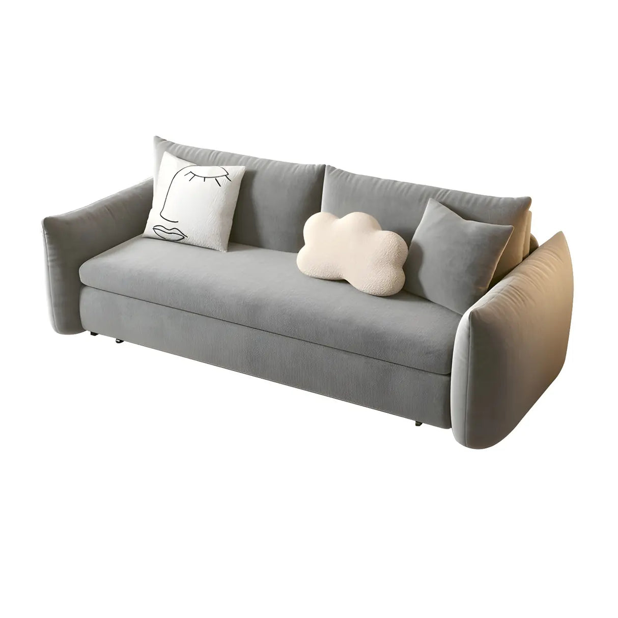 Stain Resistant Square Arm Metal Frame Sofa Bed Image - 7