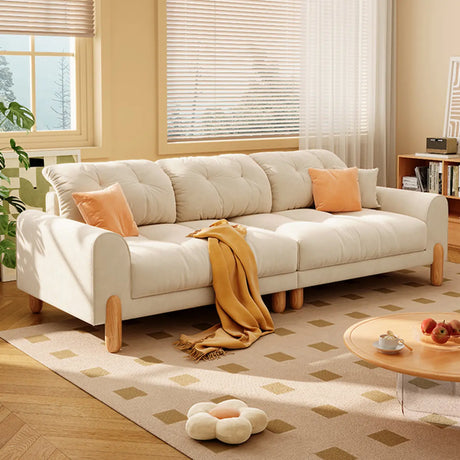Stain Resistant Velvet Tufted Back Flared Arm Sofa Image - 1