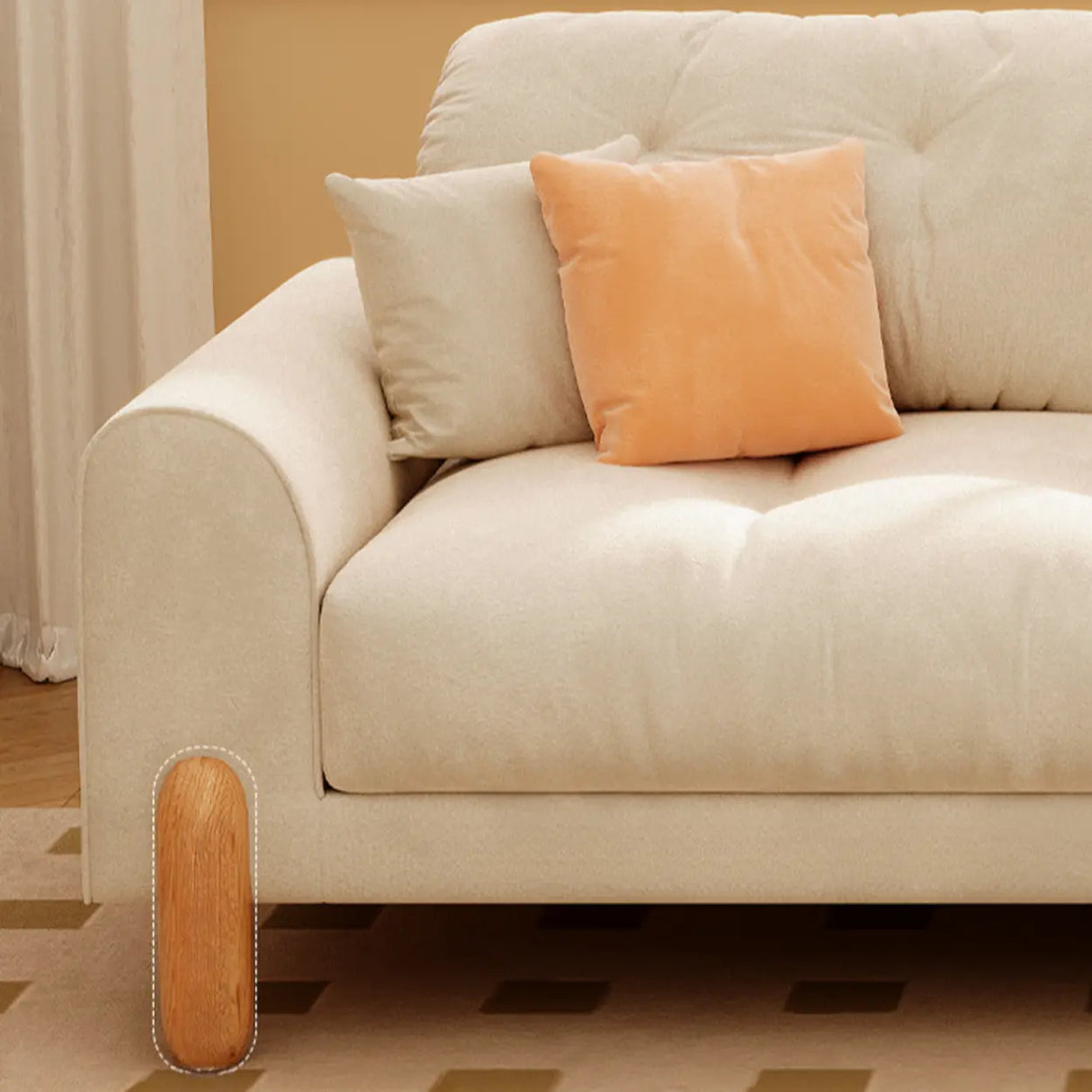 Stain Resistant Velvet Tufted Back Flared Arm Sofa Image - 11