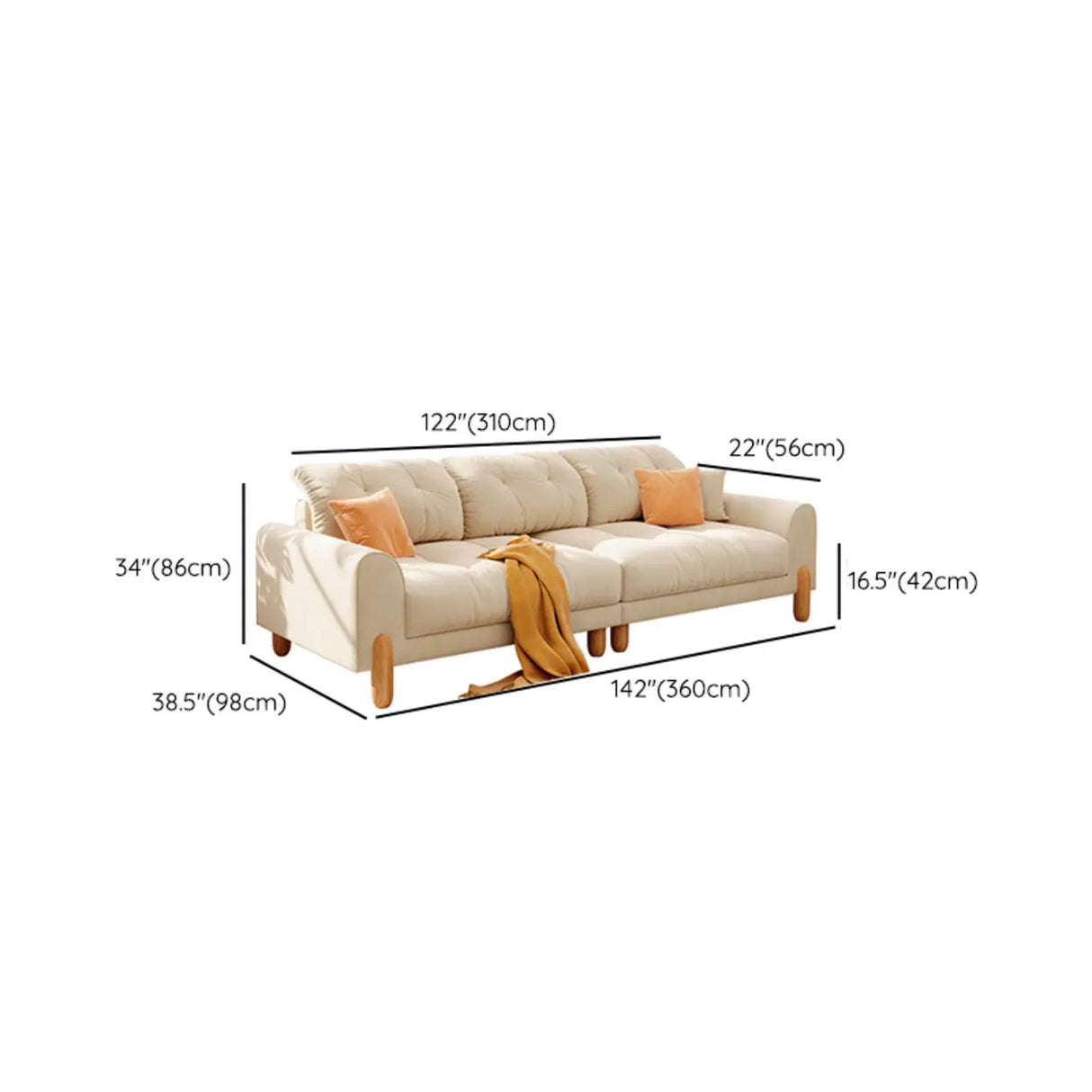 Stain Resistant Velvet Tufted Back Flared Arm Sofa Image - 16