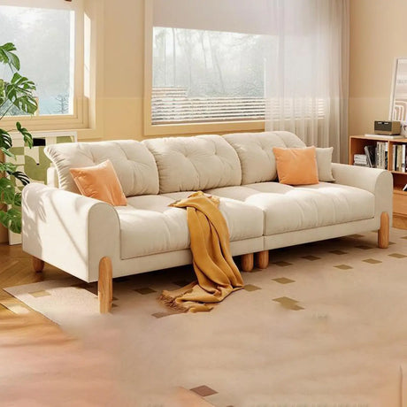 Stain Resistant Velvet Tufted Back Flared Arm Sofa Image - 2