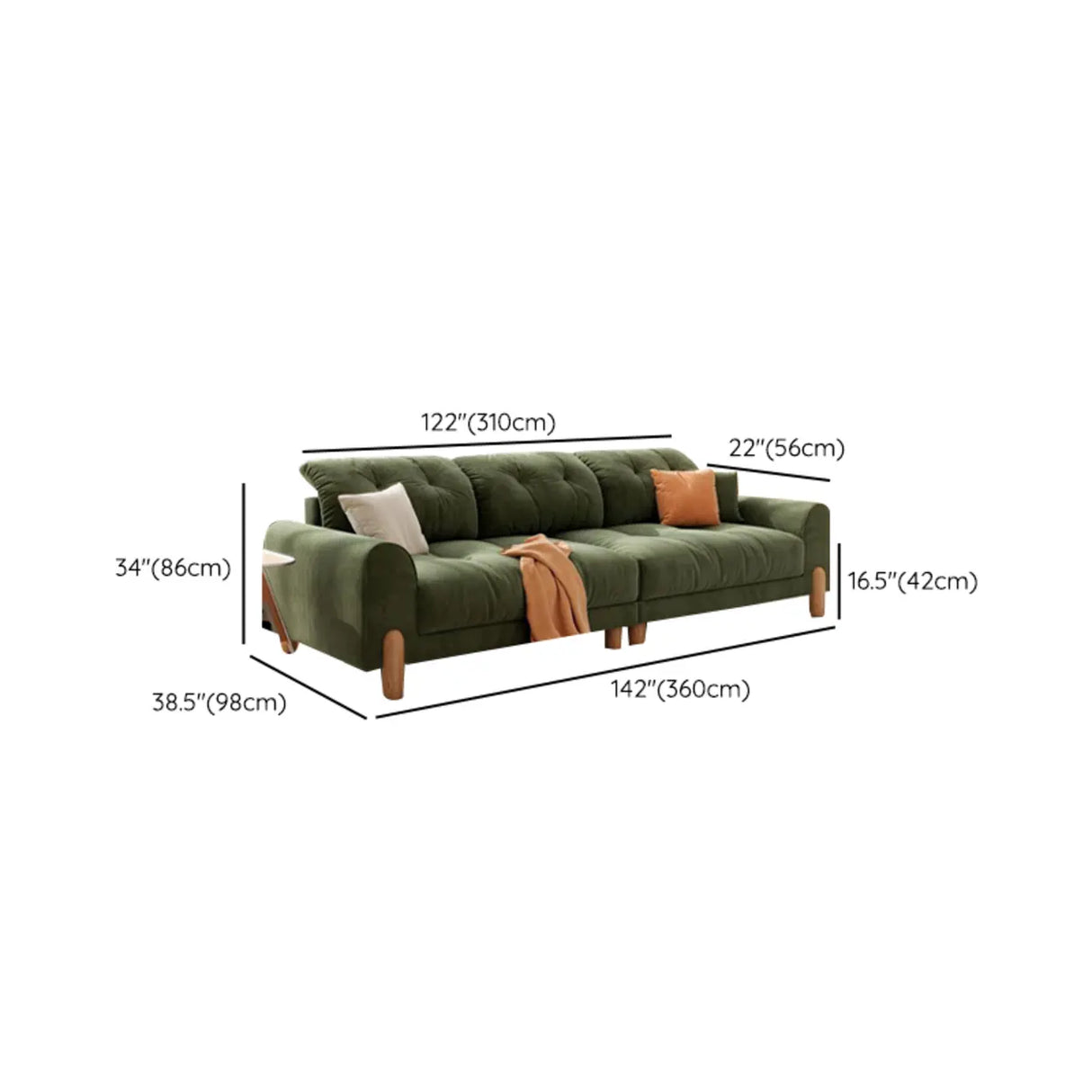 Stain Resistant Velvet Tufted Back Flared Arm Sofa Image - 20