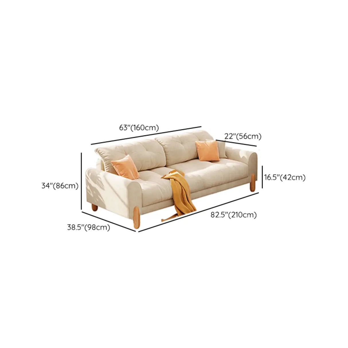 Stain Resistant Velvet Tufted Back Flared Arm Sofa Image - 21