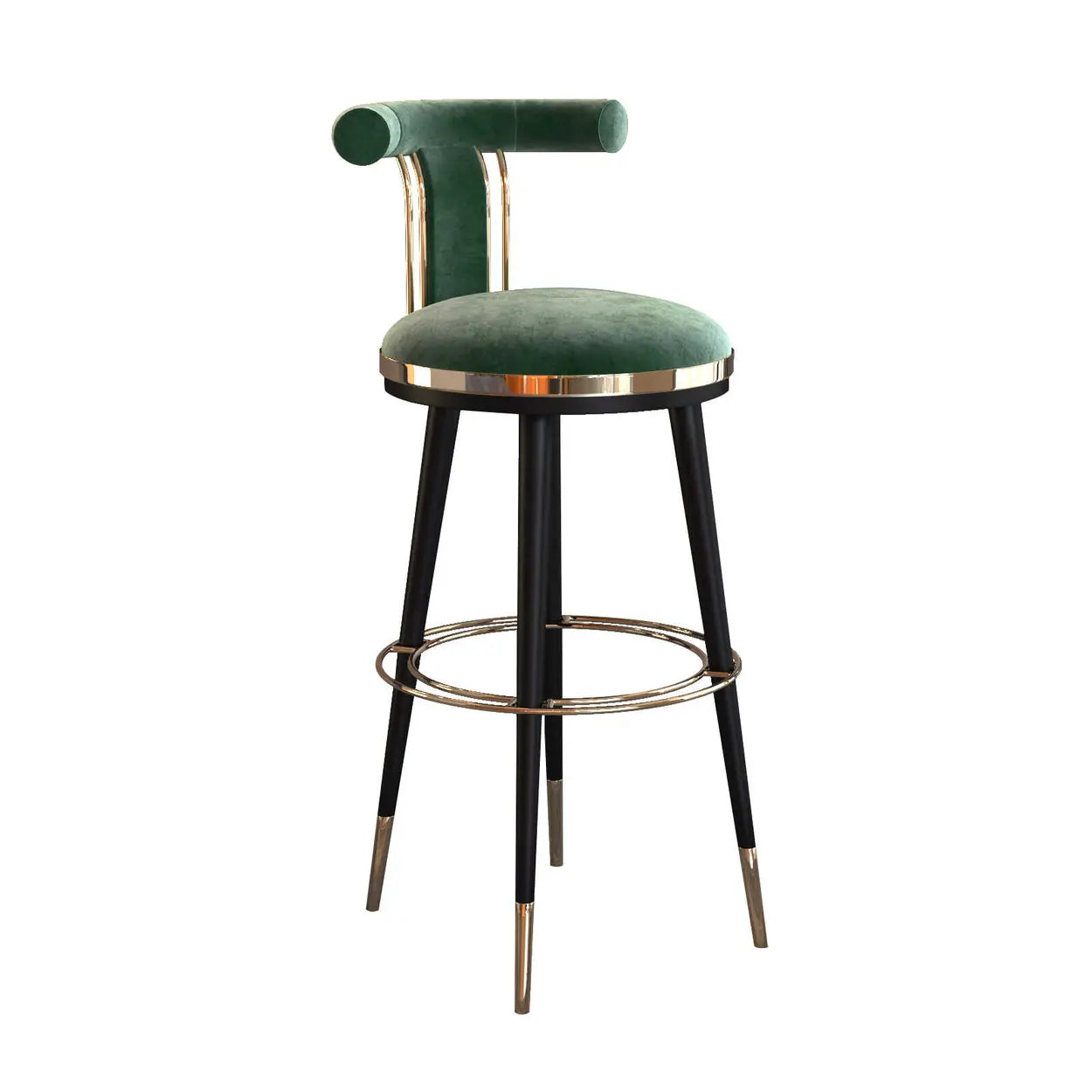 Stainless Steel Frame Round Bar Stool with Curved Back Image - 3
