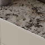 Stainless Steel Oval Marble-Top Storage Console Table Image - 10
