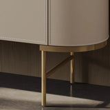 Stainless Steel Oval Marble-Top Storage Console Table Image - 11